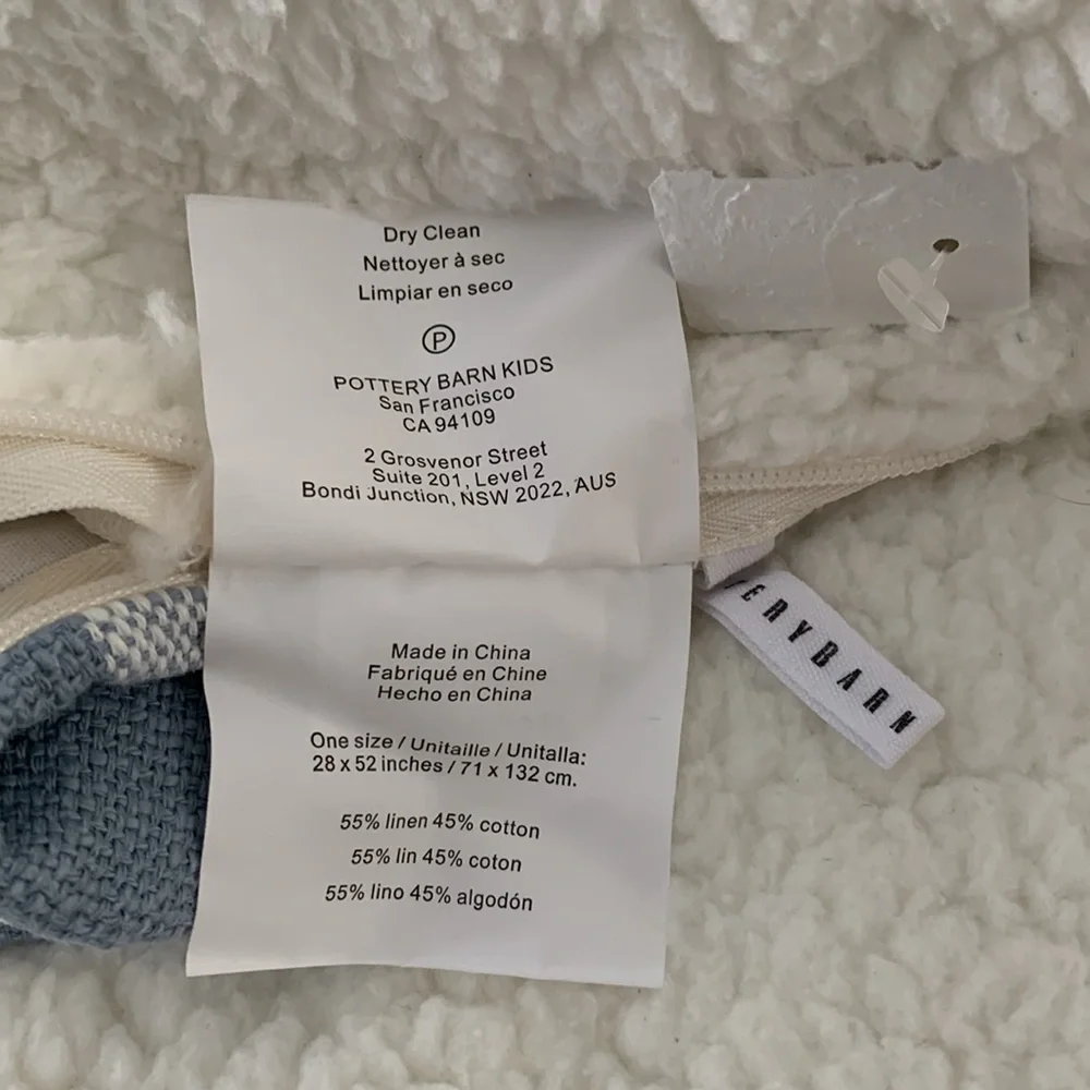 Pottery Barn Euro blue white checkered pattern fleece shams x 2 - Picture 4 of 7
